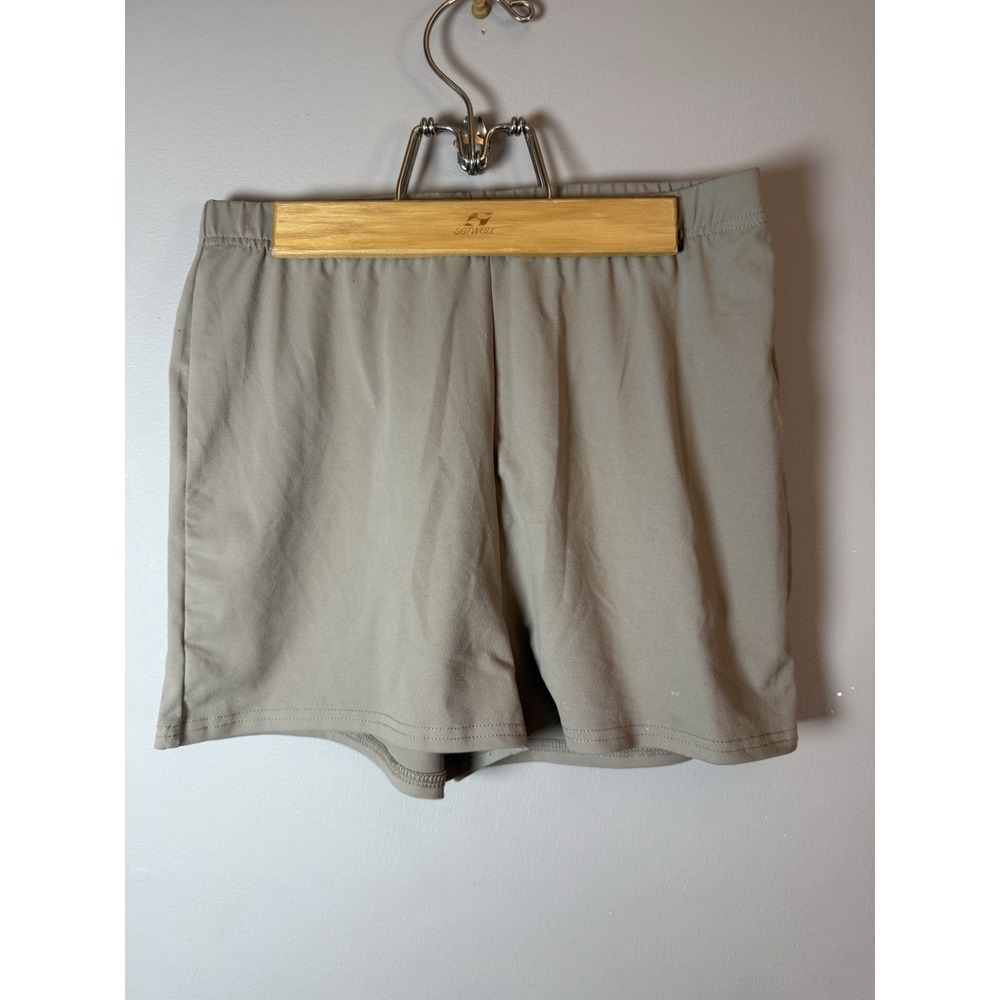 Solid‎ Taupe Elastic Waist Casual Basic Athletic Shorts Womens Size Medium